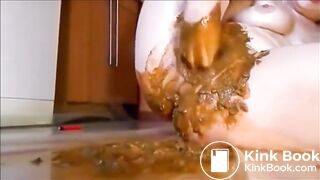Woman masturbating with shit and dildo
