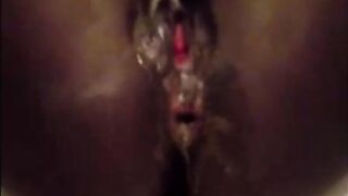 Ebony woman shit and piss closeup