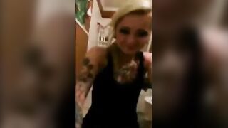 American tattooed MILF scat time in the bathroom