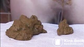 Sweet blonde girl shitting soft shit