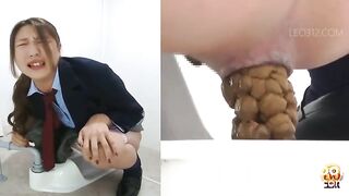 Japanese schoolgirl poops small logs