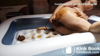 FtM cuntboy plays with shit and toys in mini pool