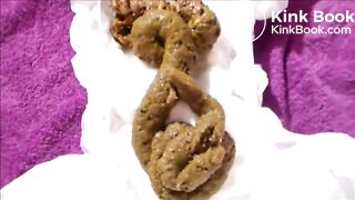 Sweet girl shittig in a diaper