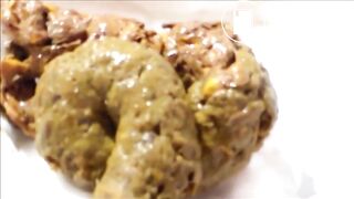 Sweet girl shittig in a diaper