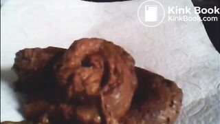 Big butt mature bbw shitting on a plate