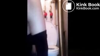 Hot butt brunette shit and piss in the toilet