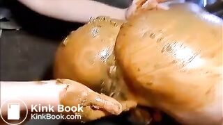 Woman get anus fisted with shit