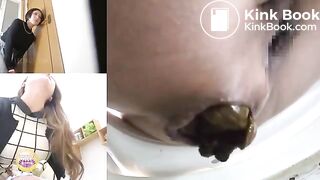 Sweet curvy Japanese lady poops hard