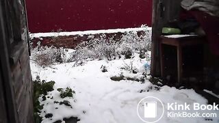 Turd in the yard on the snow