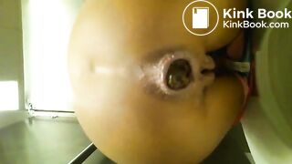 Young pretty girl's huge poop