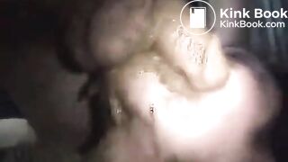 Asian babe with great tits eating shit while giving scat blowjob