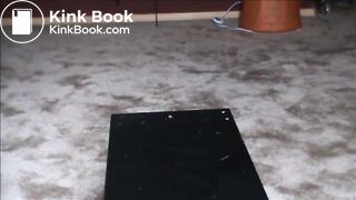 Fat hairy woman piss on a glass and shit on a platea_plate