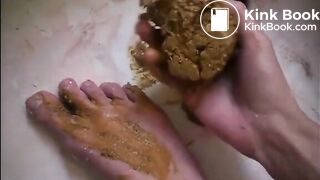 Girl shitting in the shower and smering it on body