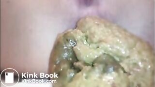 Woman shit a big load closeup