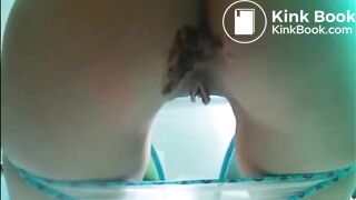 Hot butt babe shit on a sexy panty
