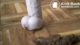 Dirty girl riding dildo and shitting