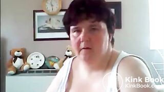 Fat older woman shitting on white panty