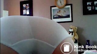Fat older woman shitting on white panty