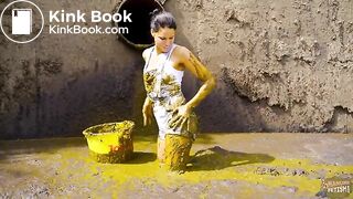 Christy Ley in the manure pit