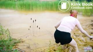 Orgasm in lake of mud