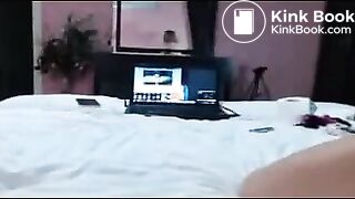 Girl shitting while masturbating asshole with long dildo