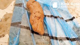 A very constipated poop from hairy ebony girl