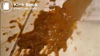 Fat woman shitting diarrhea on the floor