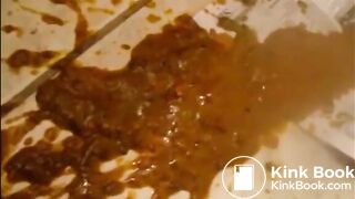 Fat woman shitting diarrhea on the floor