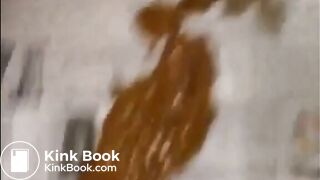 Fat woman shitting diarrhea on the floor