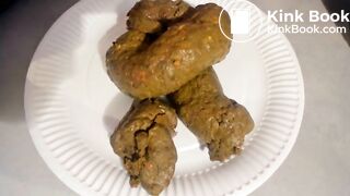 Sexy girl, big poop