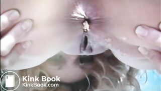 Woman shit and piss closeup