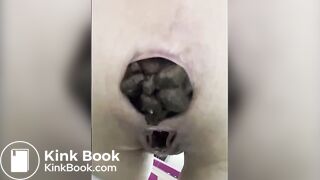 Cute lady with tiny ass pooping huge load