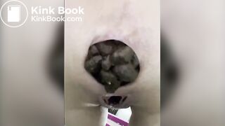 Cute lady with tiny ass pooping huge load