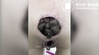 Cute lady with tiny ass pooping huge load