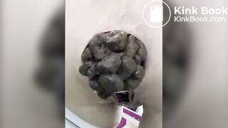 Cute lady with tiny ass pooping huge load