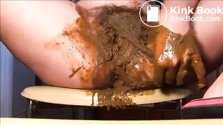 Woman fisting herself with a lot of shit