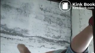 Girl shitting diarrhea in a dirty public toilet