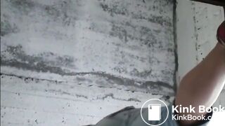 Girl shitting diarrhea in a dirty public toilet