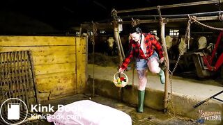 Farmer Girl Bettys messy mistake - bathing in cowshit