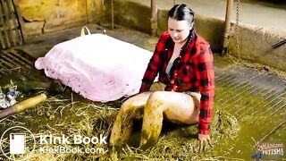 Farmer Girl Bettys messy mistake - bathing in cowshit
