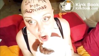 the shitty fag now learns to swallow all his turd for the master