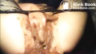 Woman shitting diarrhea and masturbating