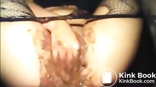 Woman shitting diarrhea and masturbating
