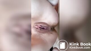 Sexy blonde fucking her ass, pissing and pooping