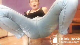 Making a big mess in her jeans
