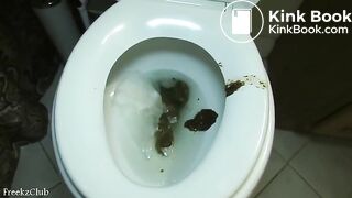 Stacey Shits sideways over the toilet twice