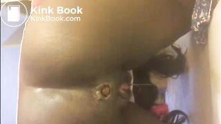 Ebony babe shitting doggystyle