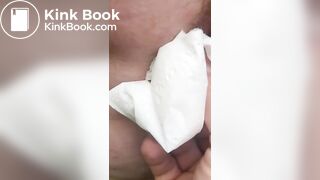 Wiping a shitty milf asshole close up