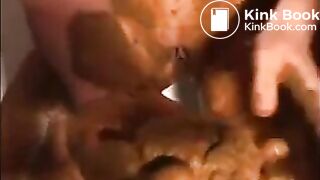 Girl shitting and smearing it all over her body