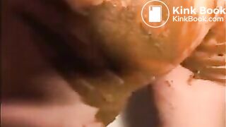 Girl shitting and smearing it all over her body